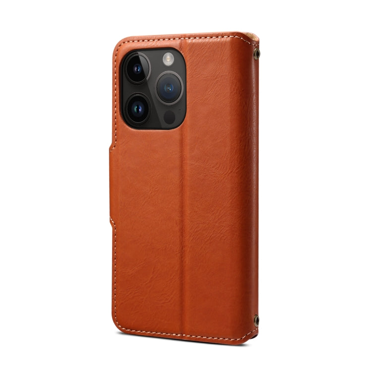 For iPhone 13 Denior Cowhide Texture Wallet Style Leather Phone Case(Brown)