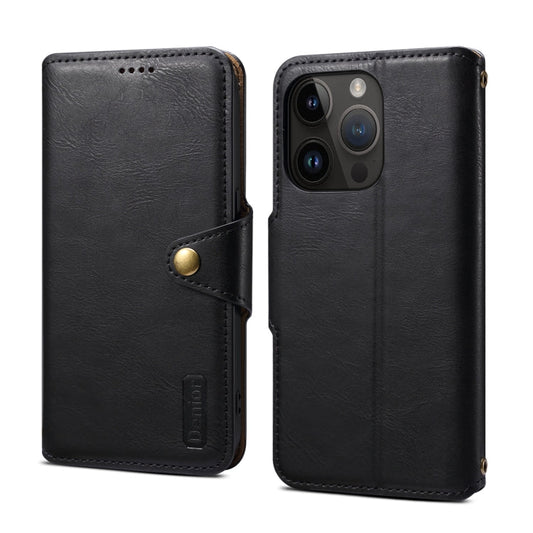 Pour iPhone 12 Pro Étui de téléphone en cuir style portefeuille texturé en peau de vache Denior (noir)