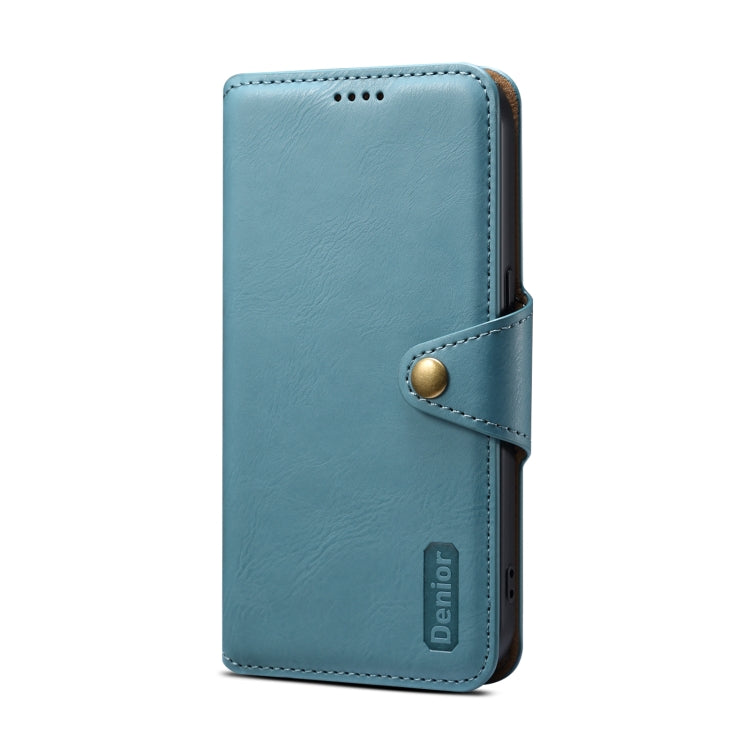 For iPhone 12 Pro Denior Cowhide Texture Wallet Style Leather Phone Case(Blue)