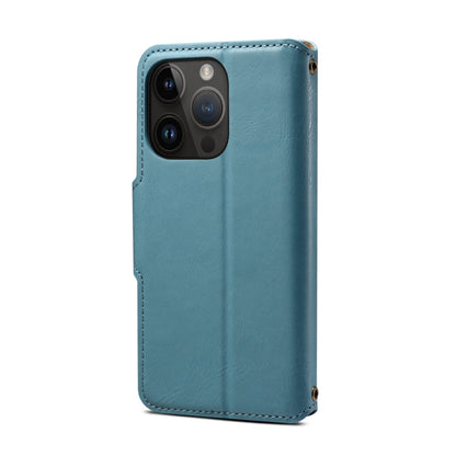 For iPhone 12 Pro Denior Cowhide Texture Wallet Style Leather Phone Case(Blue)