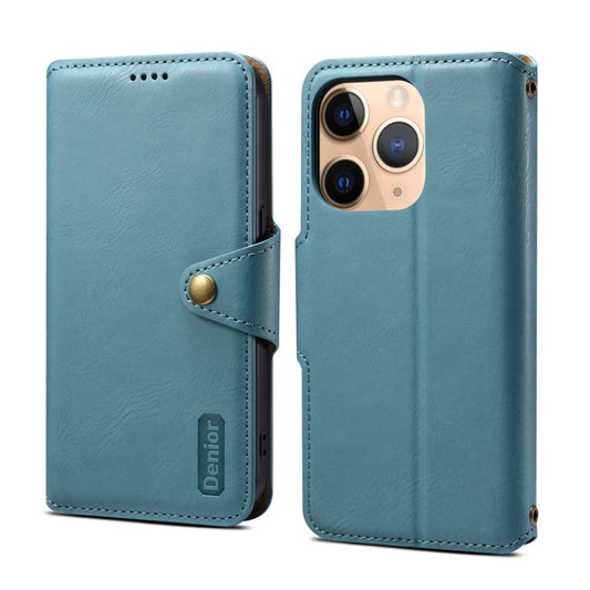 Pour iPhone 11 Pro Max Étui de téléphone en cuir de style portefeuille avec texture de peau de vache Denior (Bleu)