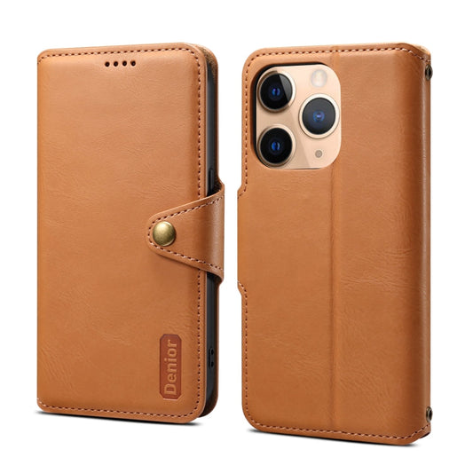 Pour iPhone 11 Pro Max Étui portefeuille en cuir texturé en peau de vache Denior (Kaki)