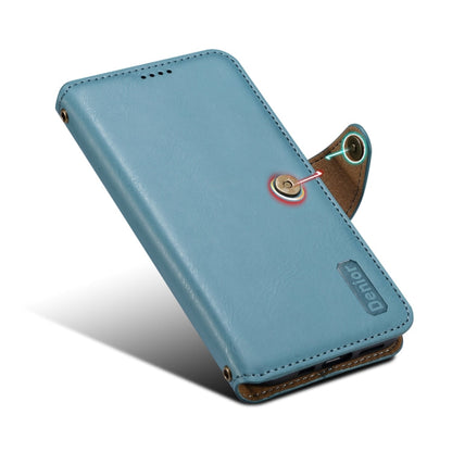 For iPhone 11 Pro Denior Cowhide Texture Wallet Style Leather Phone Case(Blue)