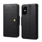 Pour iPhone XS / X Étui portefeuille en cuir texturé en peau de vache Denior (noir)