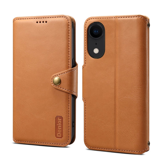 Pour iPhone XR Étui de téléphone en cuir style portefeuille à texture de peau de vache Denior (Kaki)