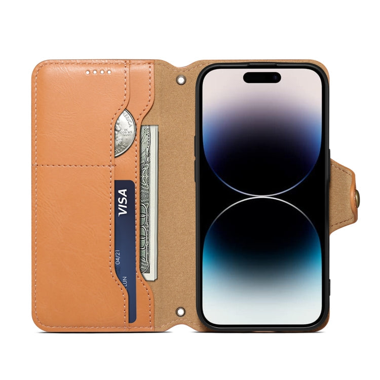 For iPhone XR Denior Cowhide Texture Wallet Style Leather Phone Case(Khaki)