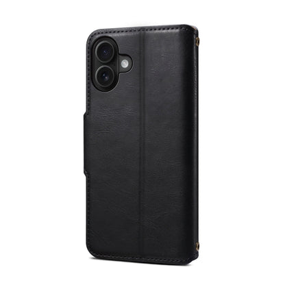 For iPhone 16 Plus Denior Cowhide Texture Wallet Style Leather Phone Case(Black)