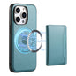 For iPhone 15 Pro Max Denior Cowhide Texture Leather MagSafe Detachable Wallet Phone Case(Blue)