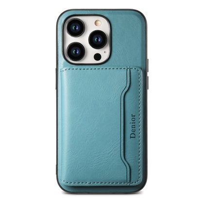 For iPhone 15 Pro Max Denior Cowhide Texture Leather MagSafe Detachable Wallet Phone Case(Blue)