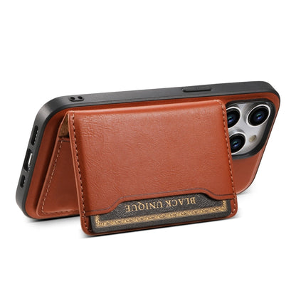For iPhone 15 Pro Max Denior Cowhide Texture Leather MagSafe Detachable Wallet Phone Case(Brown)