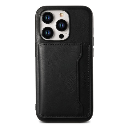 For iPhone 13 Pro Max Denior Cowhide Texture Leather MagSafe Detachable Wallet Phone Case(Black)
