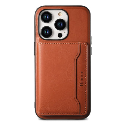 For iPhone 13 Pro Denior Cowhide Texture Leather MagSafe Detachable Wallet Phone Case(Brown)