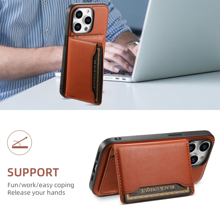 For iPhone 13 Pro Denior Cowhide Texture Leather MagSafe Detachable Wallet Phone Case(Brown)