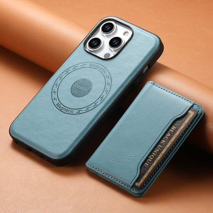 Pour iPhone 12 Pro Étui portefeuille amovible en cuir texturé de vachette Denior MagSafe (bleu)