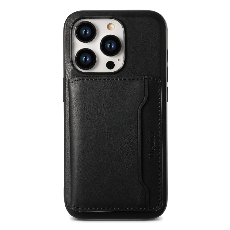 For iPhone 12 Pro Denior Cowhide Texture Leather MagSafe Detachable Wallet Phone Case(Black)