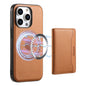 For iPhone 12 Pro Denior Cowhide Texture Leather MagSafe Detachable Wallet Phone Case(Khaki)