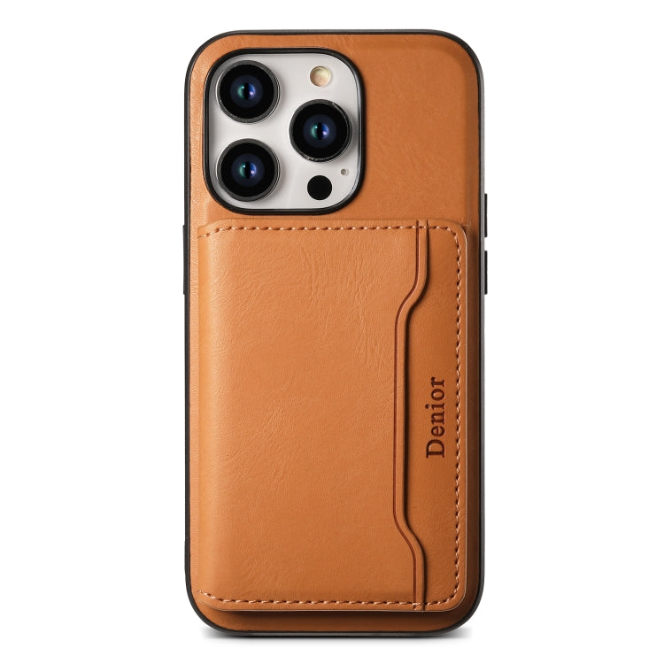 For iPhone 12 Pro Denior Cowhide Texture Leather MagSafe Detachable Wallet Phone Case(Khaki)