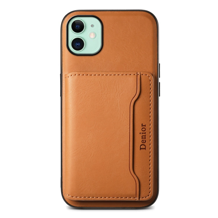Pour iPhone 11 Étui Portefeuille Détachable Magnétique en Cuir Véritable Texture Vachette Denior (Kaki)