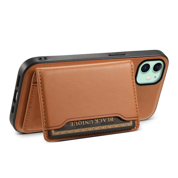Pour iPhone 11 Étui Portefeuille Détachable Magnétique en Cuir Véritable Texture Vachette Denior (Kaki)