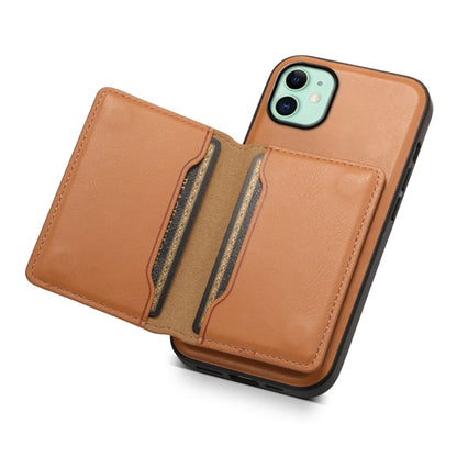 Pour iPhone 11 Étui Portefeuille Détachable Magnétique en Cuir Véritable Texture Vachette Denior (Kaki)