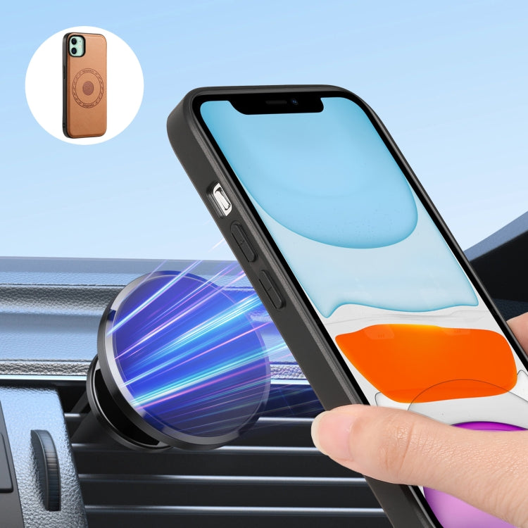 Pour iPhone 11 Étui Portefeuille Détachable Magnétique en Cuir Véritable Texture Vachette Denior (Kaki)