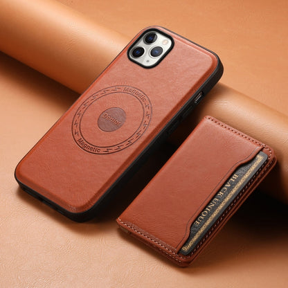 Pour iPhone 11 Pro Max Étui de téléphone portefeuille détachable MagSafe en cuir avec texture de peau de vache Denior (Marron)