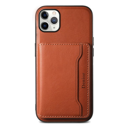 Pour iPhone 11 Pro Max Étui de téléphone portefeuille détachable MagSafe en cuir avec texture de peau de vache Denior (Marron)