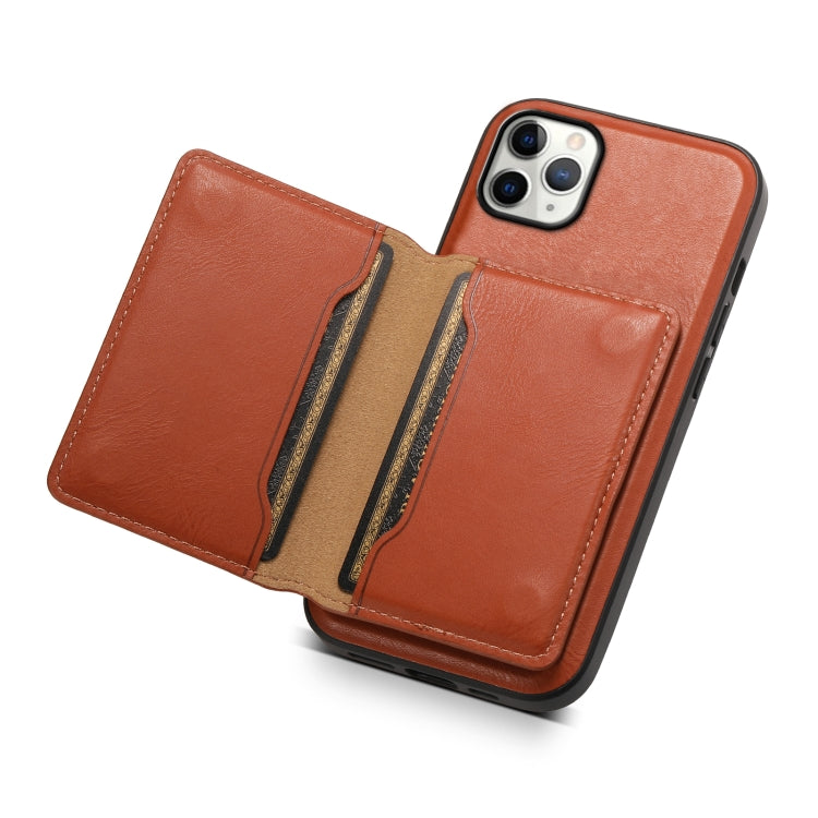 Pour iPhone 11 Pro Max Étui de téléphone portefeuille détachable MagSafe en cuir avec texture de peau de vache Denior (Marron)