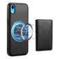 For iPhone XR Denior Cowhide Texture Leather MagSafe Detachable Wallet Phone Case(Black)