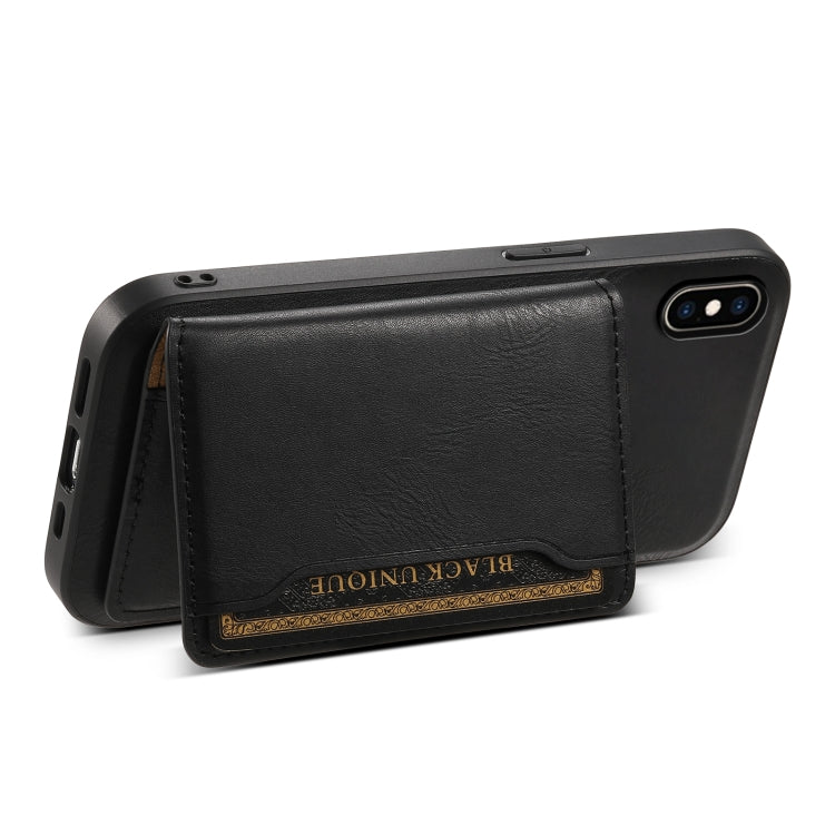 For iPhone XS Max Denior Cowhide Texture Leather MagSafe Detachable Wallet Phone Case(Black)