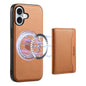 For iPhone 16 Plus Denior Cowhide Texture Leather MagSafe Detachable Wallet Phone Case(Khaki)