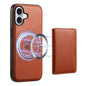 Pour iPhone 16 Plus Étui Téléphone en Cuir Amovible Magsafe avec Texture de Peau de Vache Denior (Marron)