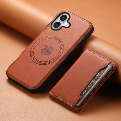 Pour iPhone 16 Plus Étui Téléphone en Cuir Amovible Magsafe avec Texture de Peau de Vache Denior (Marron)
