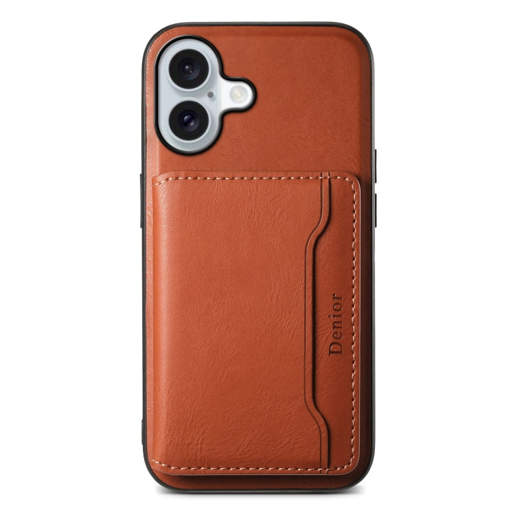 Pour iPhone 16 Plus Étui Téléphone en Cuir Amovible Magsafe avec Texture de Peau de Vache Denior (Marron)