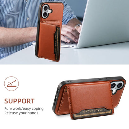 Pour iPhone 16 Plus Étui Téléphone en Cuir Amovible Magsafe avec Texture de Peau de Vache Denior (Marron)