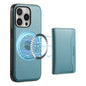 For iPhone 16 Pro Denior Cowhide Texture Leather MagSafe Detachable Wallet Phone Case(Blue)