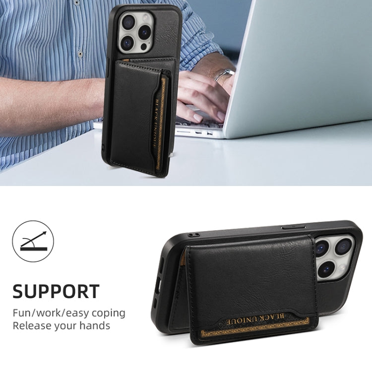 For iPhone 16 Pro Denior Cowhide Texture Leather MagSafe Detachable Wallet Phone Case(Black)