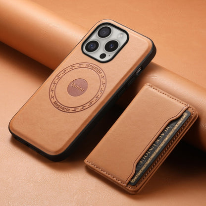 For iPhone 16 Pro Denior Cowhide Texture Leather MagSafe Detachable Wallet Phone Case(Khaki)