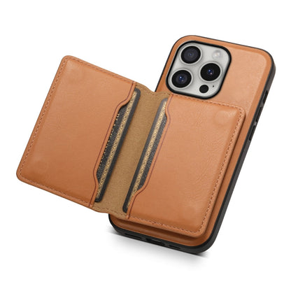 For iPhone 16 Pro Denior Cowhide Texture Leather MagSafe Detachable Wallet Phone Case(Khaki)