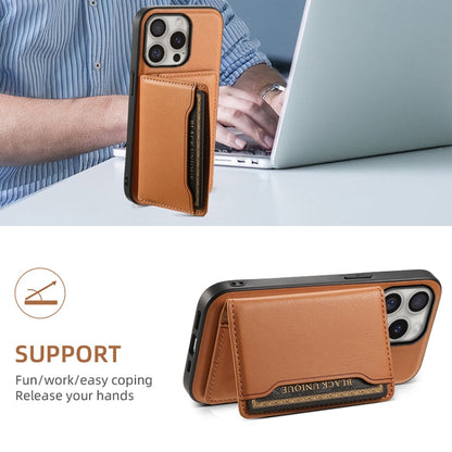 For iPhone 16 Pro Denior Cowhide Texture Leather MagSafe Detachable Wallet Phone Case(Khaki)