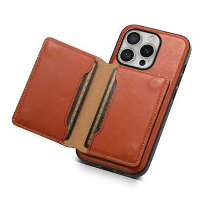 For iPhone 16 Pro Denior Cowhide Texture Leather MagSafe Detachable Wallet Phone Case(Brown)
