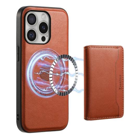 For iPhone 16 Pro Max Denior Cowhide Texture Leather MagSafe Detachable Wallet Phone Case(Brown)