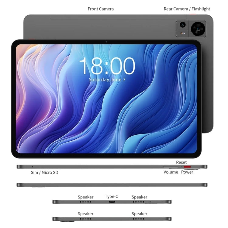 Teclast T60 4G LTE Tablet PC 12 inch, 8GB+256GB,  Android 14 Unisoc T616 Octa Core, Support Dual SIM