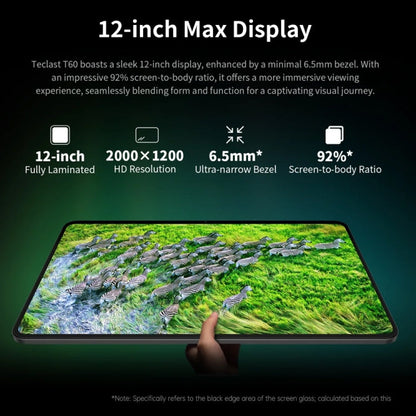 Teclast T60 4G LTE Tablet PC 12 inch, 8GB+256GB,  Android 14 Unisoc T616 Octa Core, Support Dual SIM