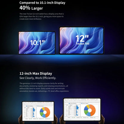 Teclast T60 4G LTE Tablet PC 12 inch, 8GB+256GB,  Android 14 Unisoc T616 Octa Core, Support Dual SIM
