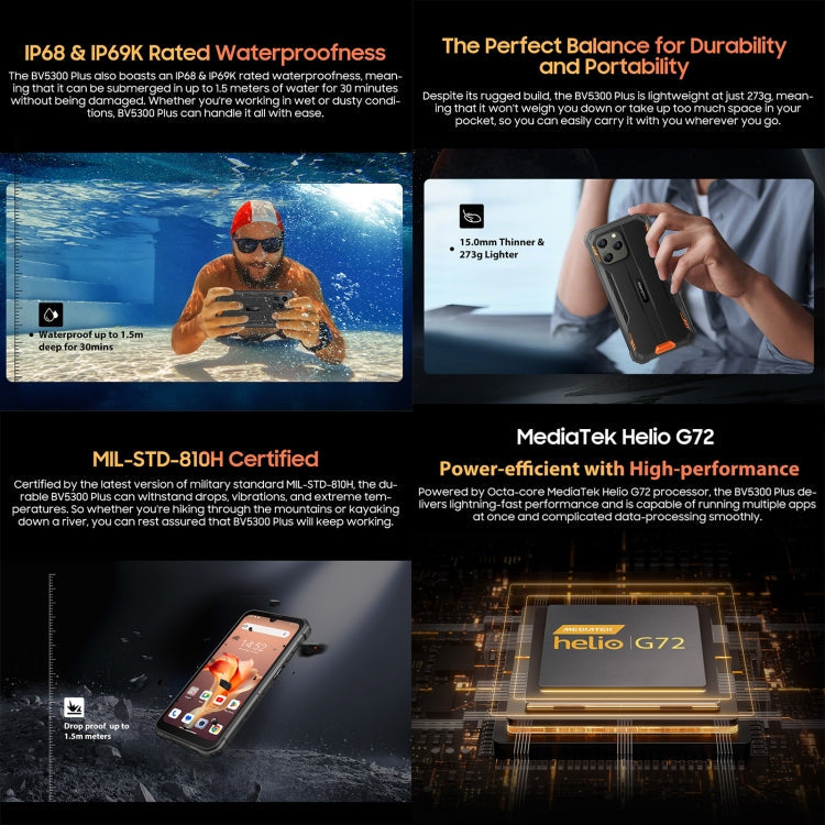 [Entrepôt HK] Blackview BV5300 Plus, 8GB+128GB, IP68/IP69K/MIL-STD-810H, 6,1 pouces Android 13 MediaTek Helio G72 Octa Core, Réseau: 4G, OTG(Vert)