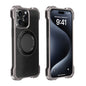 For iPhone 15 Pro R-JUST RJ51-1 Hollow Rotating Holder MagSafe Magnetic Metal Phone Case(Silver Grey)