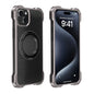 For iPhone 15 R-JUST RJ51-1 Hollow Rotating Holder MagSafe Magnetic Metal Phone Case(Silver Grey)