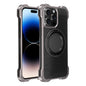 For iPhone 14 Pro Max R-JUST RJ51-1 Hollow Rotating Holder MagSafe Magnetic Metal Phone Case(Silver Grey)