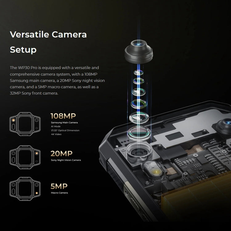 [HK Warehouse] Oukitel WP30 Pro 5G, 12GB+512GB, IP68/IP69K, 108MP Camera, 11000mAh, 6.78 inch + 1.8 inch MediaTek Dimensity 8050 Octa-core 3.0GHz, NFC, OTG, Network: 5G(Black)
